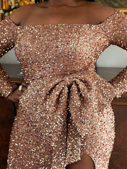 Charming Mermaid Off the Shoulder Long Sleeve Zipper Up Sweep/Brush Train Plus Size Prom Dress