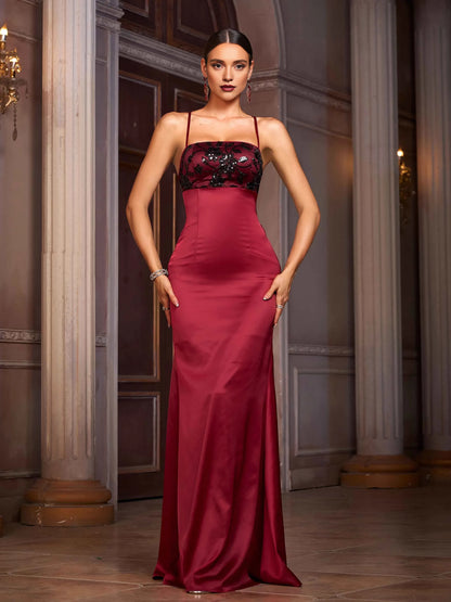 Charming Mermaid Spaghetti Straps Sleeveless Backless Floor-Length Prom Dress