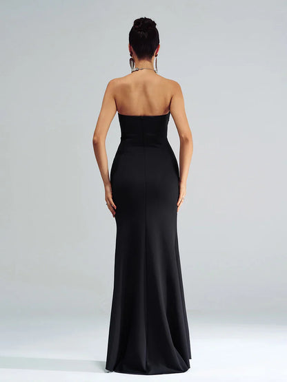 Charming Mermaid Strapless Sleeveless Zipper Up Floor-Length Prom Dress