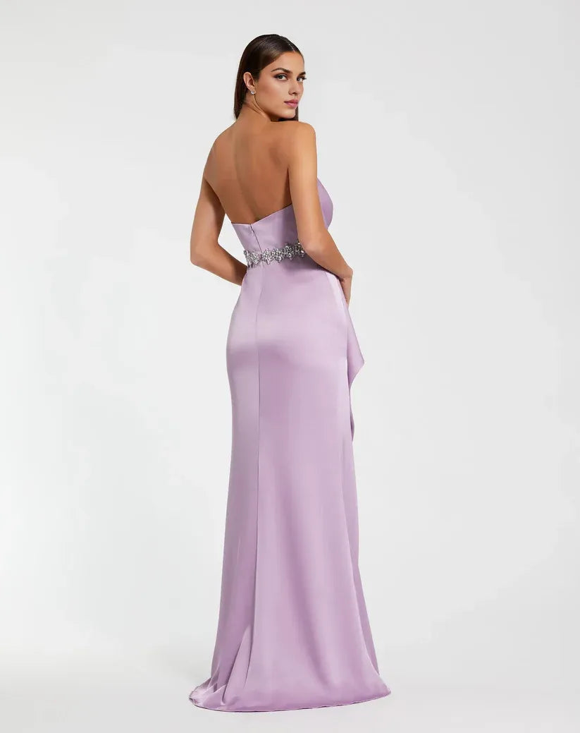 Charming Mermaid Strapless Sleeveless Zipper Up Sweep/Brush Train Prom Dress