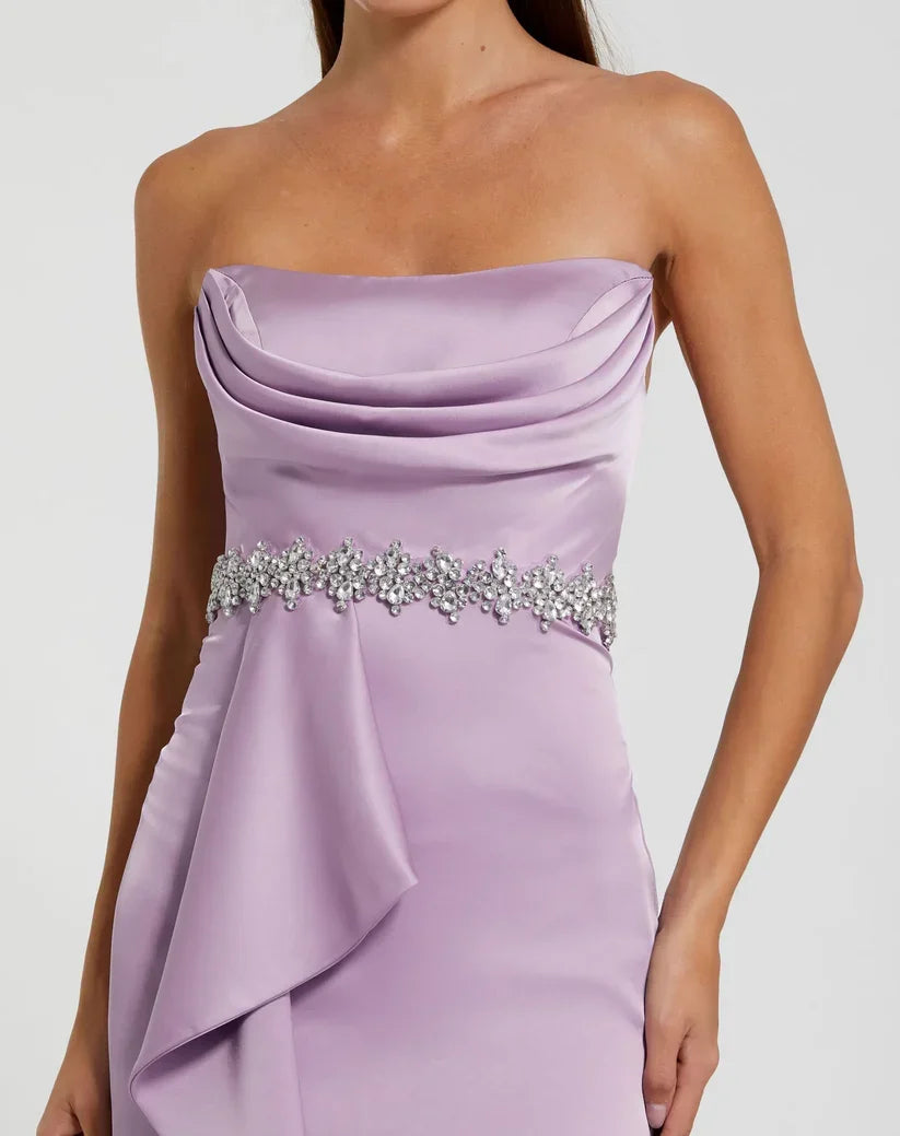 Charming Mermaid Strapless Sleeveless Zipper Up Sweep/Brush Train Prom Dress
