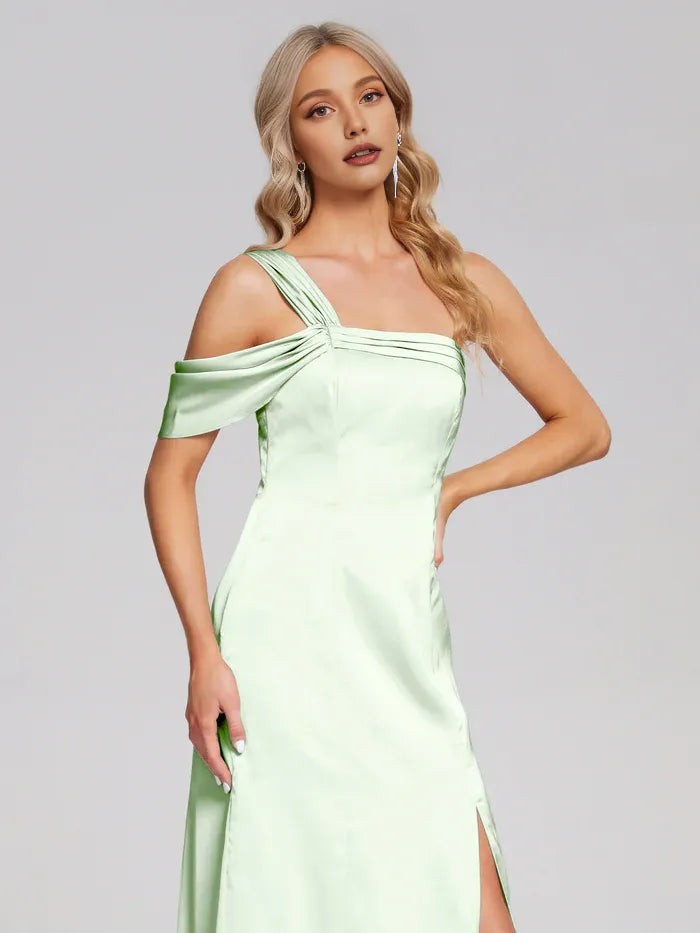 Charming Sheath/Column One Shoulder Sleeveless Backless Floor-Length Prom Dress