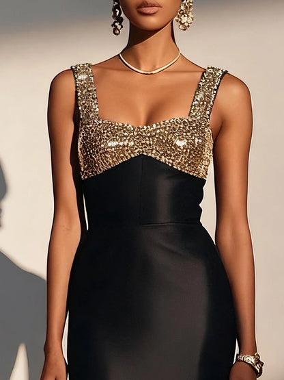 Charming Sheath Square Neck Sleeveless Back Zip Floor-Length Evening Dress