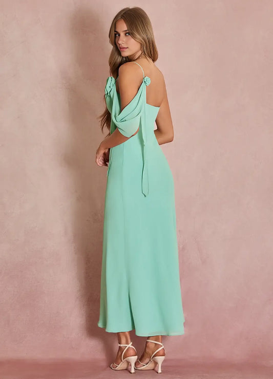 Charming sheath Off-the-shoulder Sleeveless Backless Ankle-Length Evening Dress