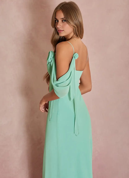 Charming sheath Off-the-shoulder Sleeveless Backless Ankle-Length Evening Dress