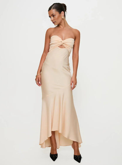 Cheap Fitted Sweetheart Sleeveless Satin Floor-Length Prom Dress