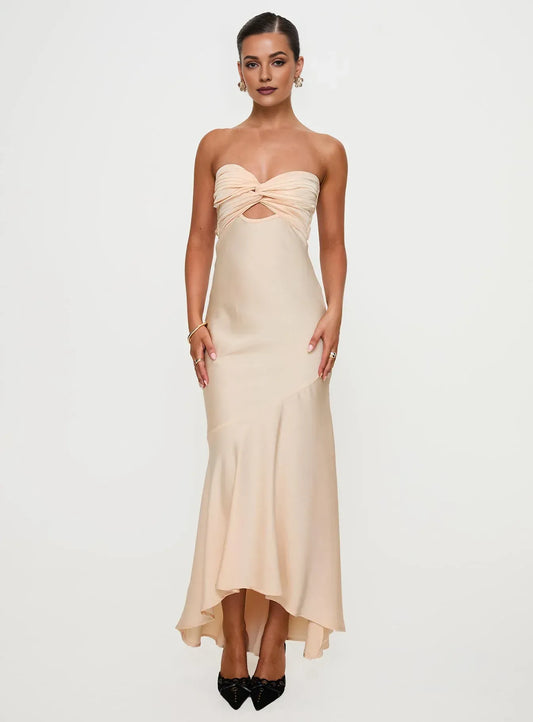 Cheap Fitted Sweetheart Sleeveless Satin Floor-Length Prom Dress