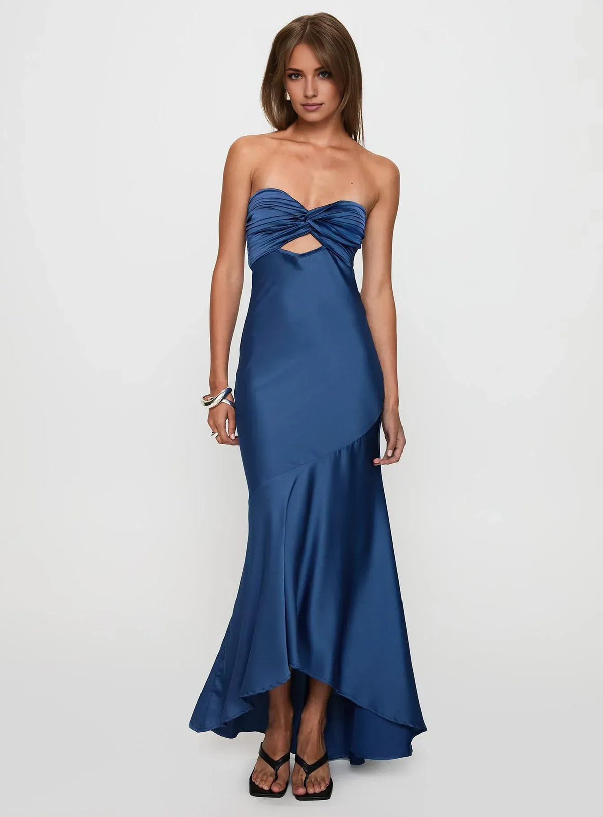 Cheap Fitted Sweetheart Sleeveless Satin Floor-Length Prom Dress