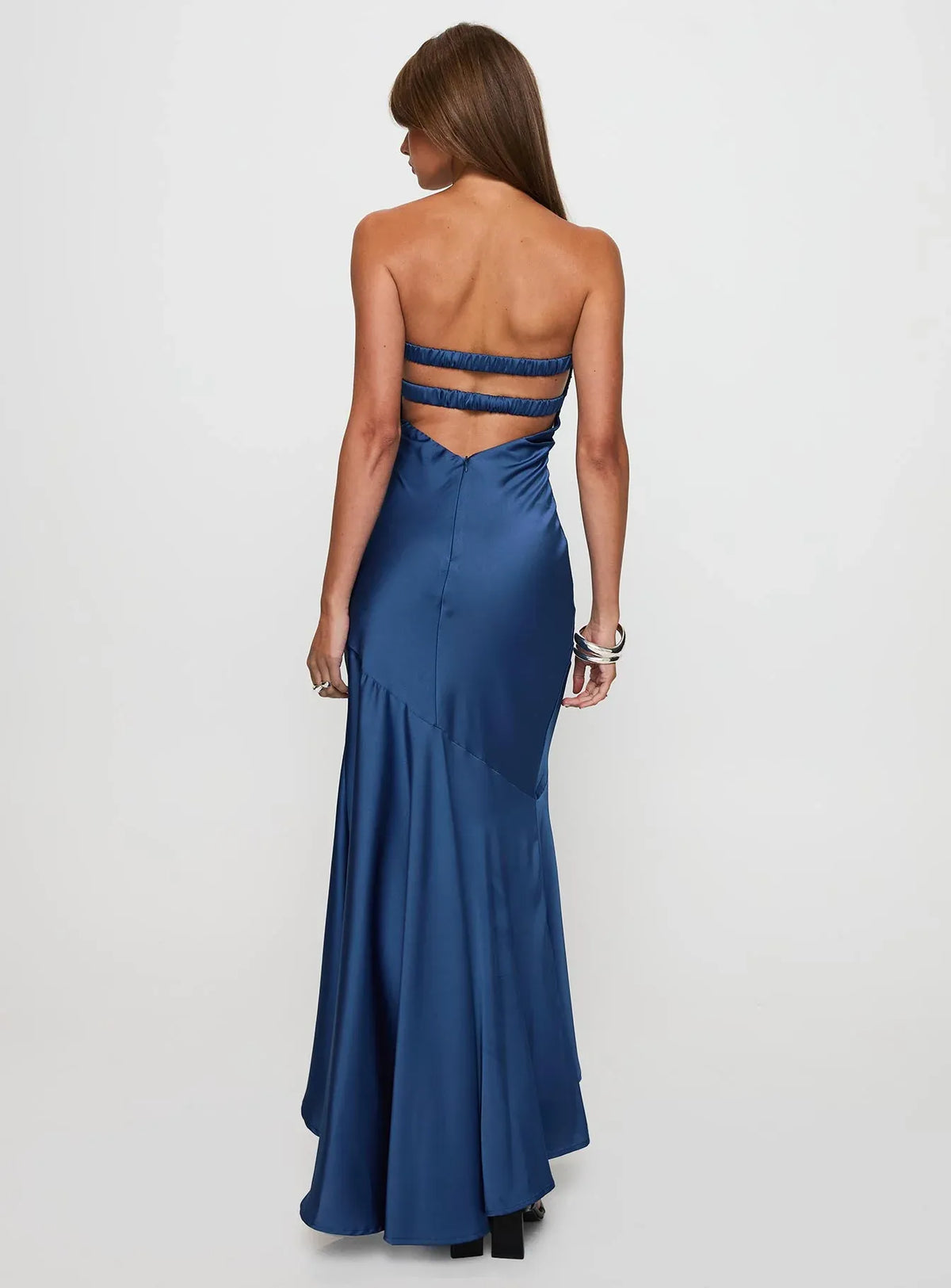 Cheap Fitted Sweetheart Sleeveless Satin Floor-Length Prom Dress