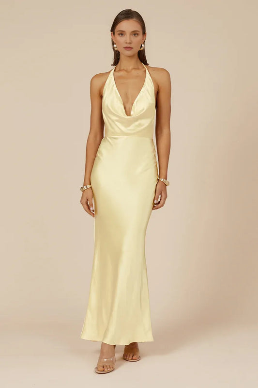 Cheap Mermaid/Trumpet Halter Neck Sleeveless Satin Floor-Length Prom Dress