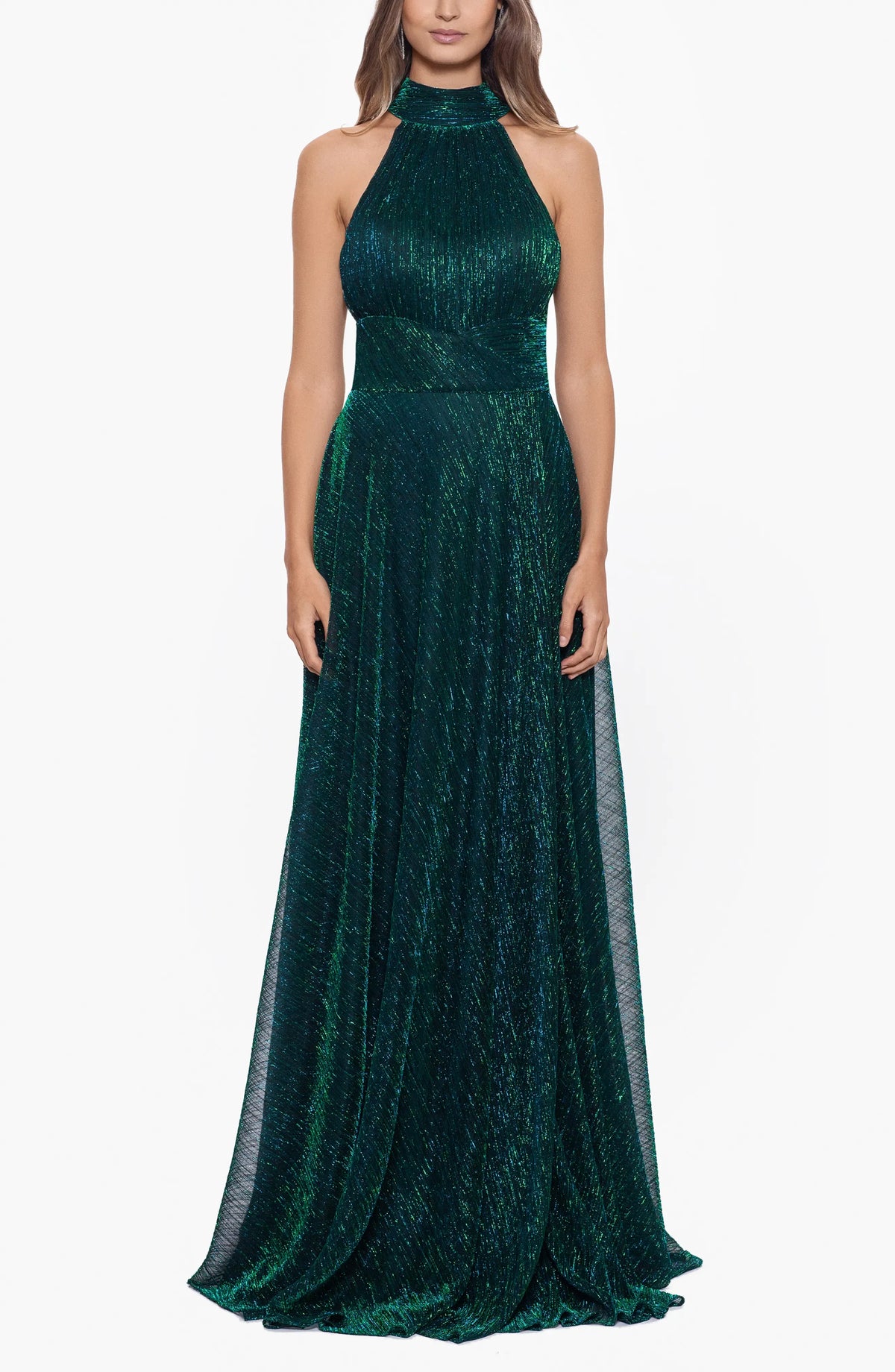 Chic A-Line Halter Neck Sleeveless Zipper Up Sweep/Brush Train Prom Dress