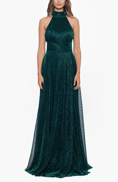 Chic A-Line Halter Neck Sleeveless Zipper Up Sweep/Brush Train Prom Dress