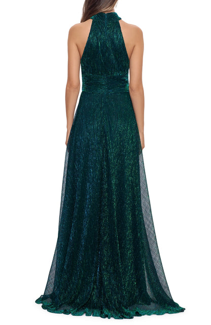 Chic A-Line Halter Neck Sleeveless Zipper Up Sweep/Brush Train Prom Dress