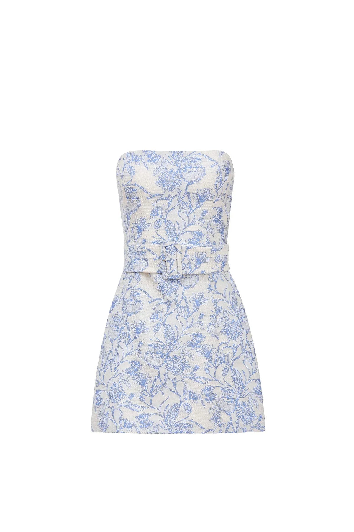 Chic A-line Strapless Floral Jacquard Belted Mini Homecoming Dress