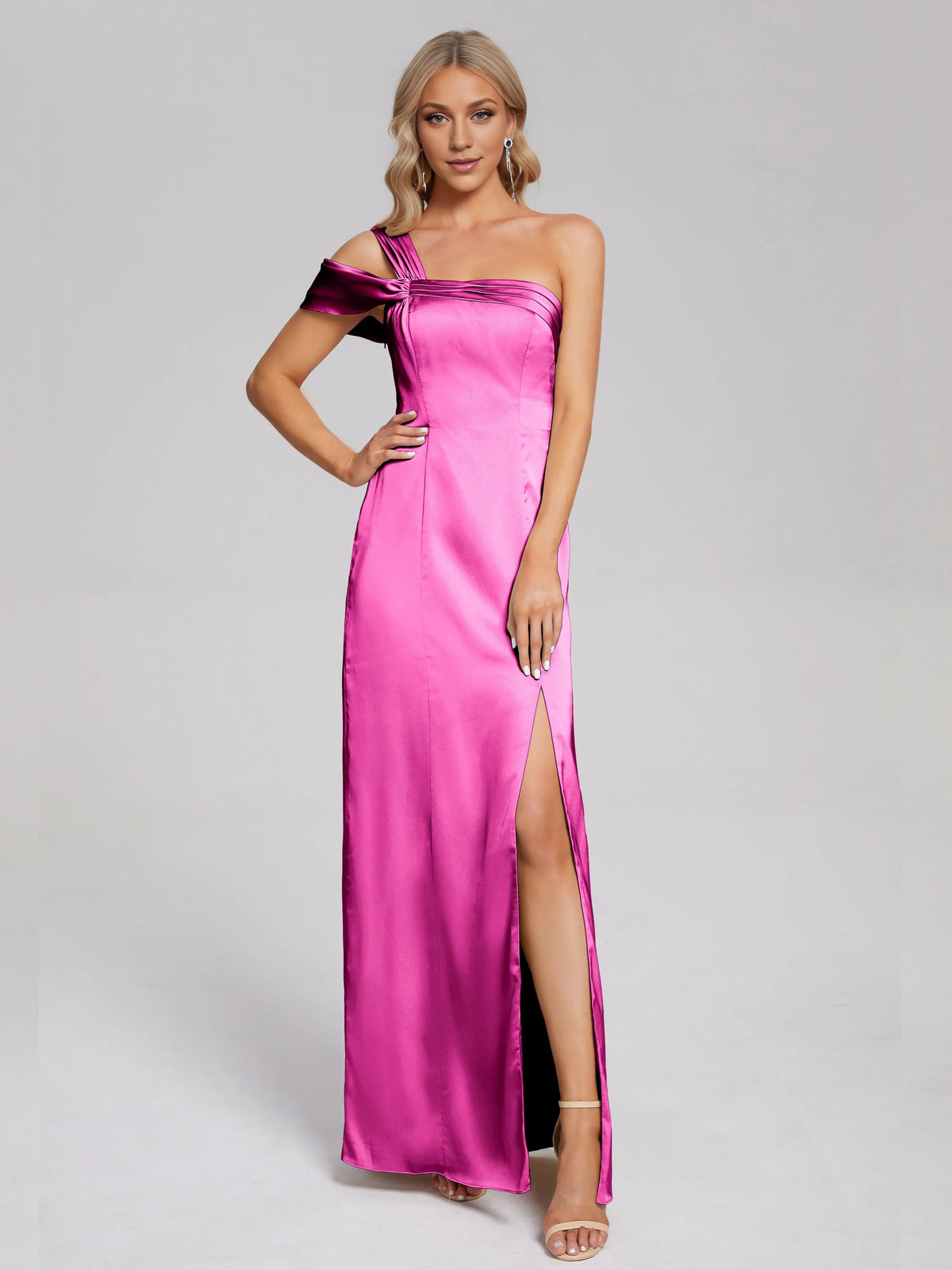Chic Column/Sheath One Shoulder Sleeveless Backless Floor Length Prom Dress