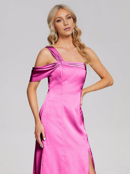 Chic Column/Sheath One Shoulder Sleeveless Backless Floor Length Prom Dress