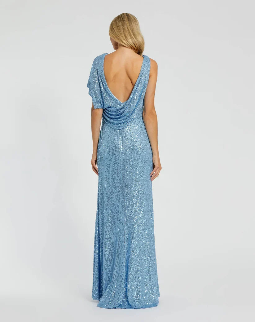 Chic Mermaid Plunge Neck Sleeveless Backless Sweep/Brush Train Prom Dress