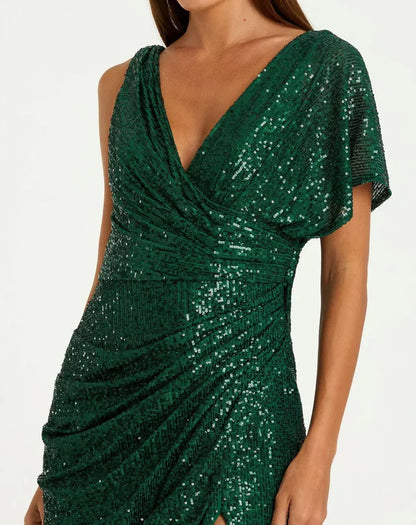 Chic Mermaid Plunge Neck Sleeveless Backless Sweep/Brush Train Prom Dress