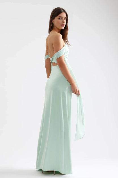 Chic Mermaid/Trumpet Off the Shoulder Sleeveless Backless Floor-Length Prom Dress
