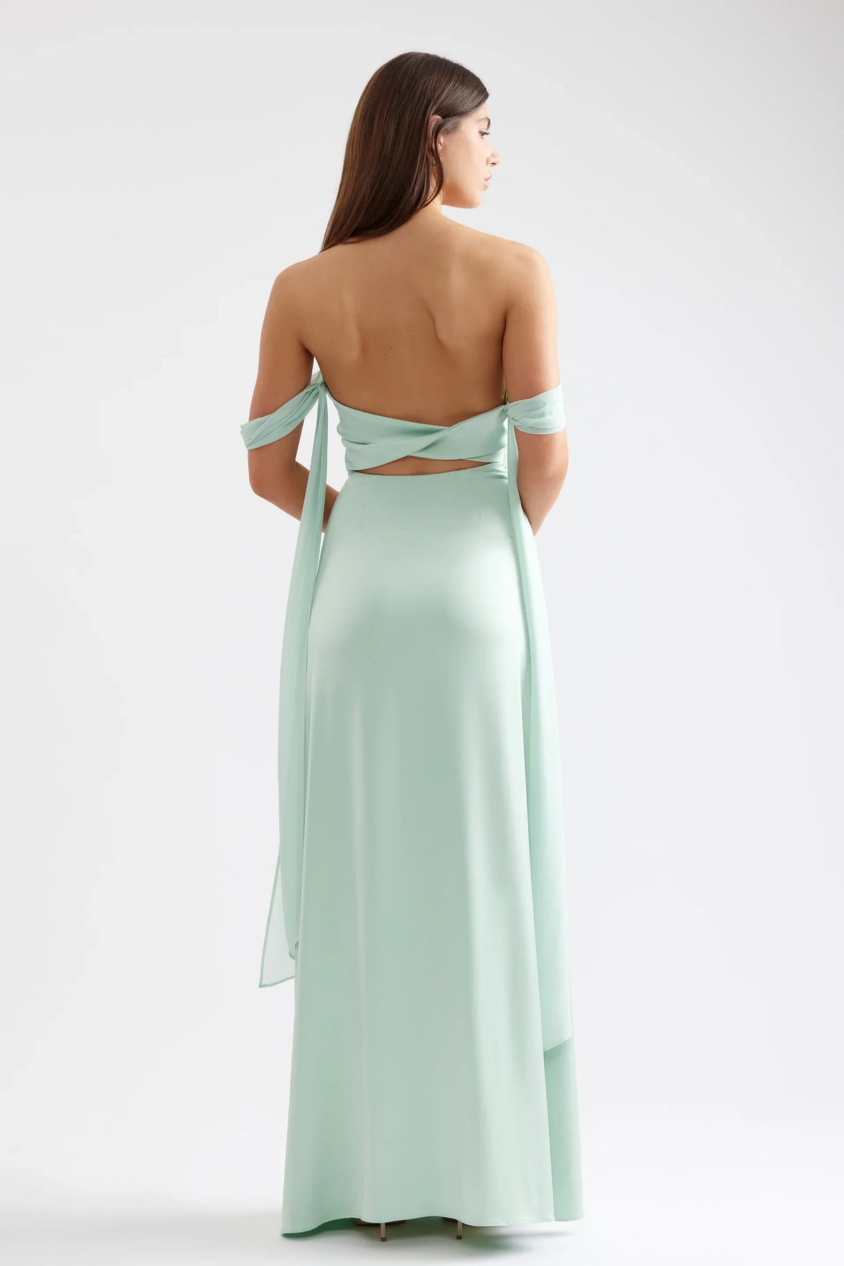 Chic Mermaid/Trumpet Off the Shoulder Sleeveless Backless Floor-Length Prom Dress