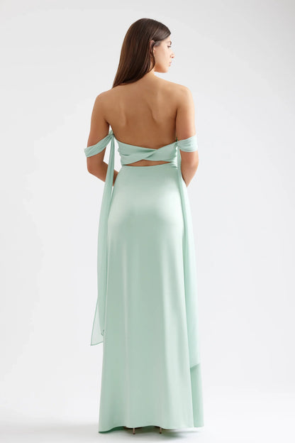 Chic Mermaid/Trumpet Off the Shoulder Sleeveless Backless Floor-Length Prom Dress