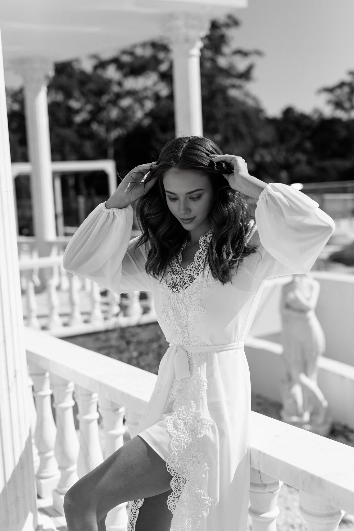 Chic V Neck Wedding Dress A-line Long Sleeves Prom Dress Lace Bridal Long Robe Party Dress