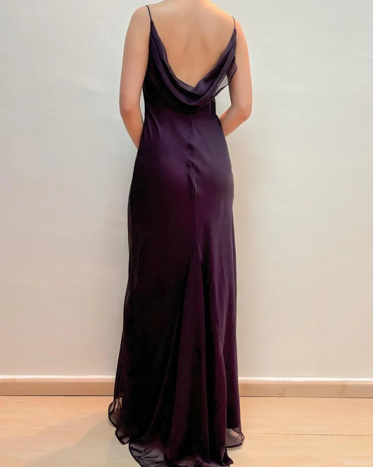 Formal Women's Dresses Chiffon Dark Purple Sheath Long Prom Dress Prom Dresses Stores