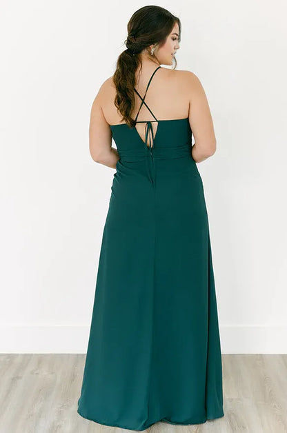 Classic A-Line Spaghetti Straps Sleeveless Chiffon Floor-Length Plus Size Prom Dress