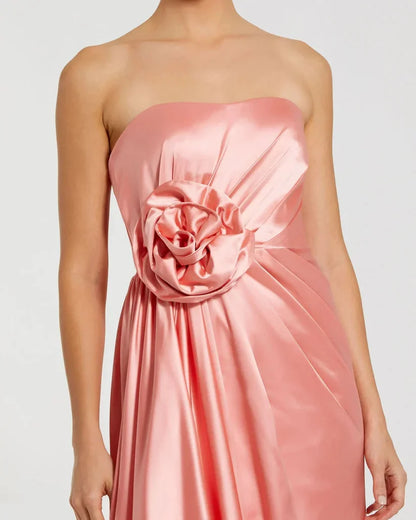 Classic A-Line Strapless Sleeveless Zipper Up Sweep/Brush Train Prom Dress