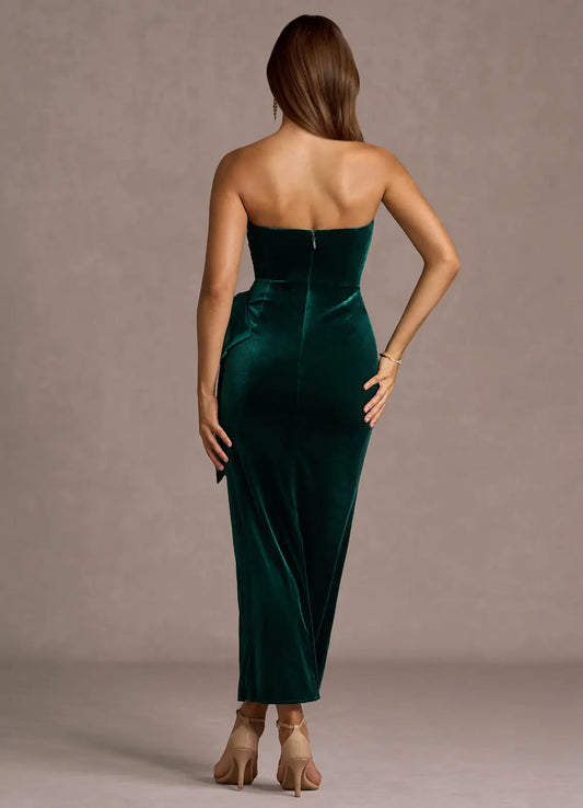 Classic Mermaid Strapless Sleeveless Backless Ankle-Length Evening Dress