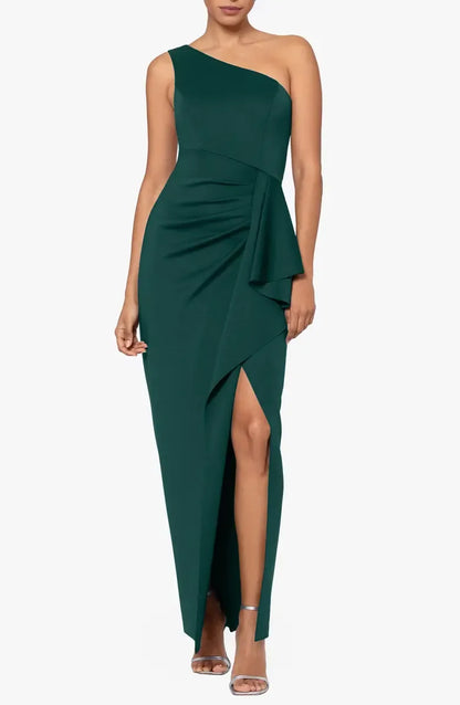 Classic Sheath One-Shoulder Sleeveless Backless Floor-Length Prom Dress