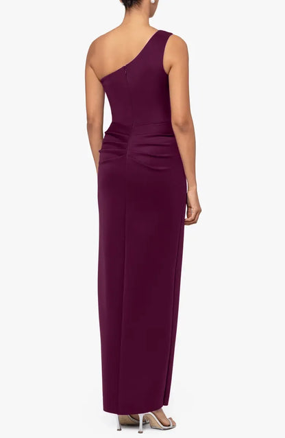 Classic Sheath One-Shoulder Sleeveless Backless Floor-Length Prom Dress