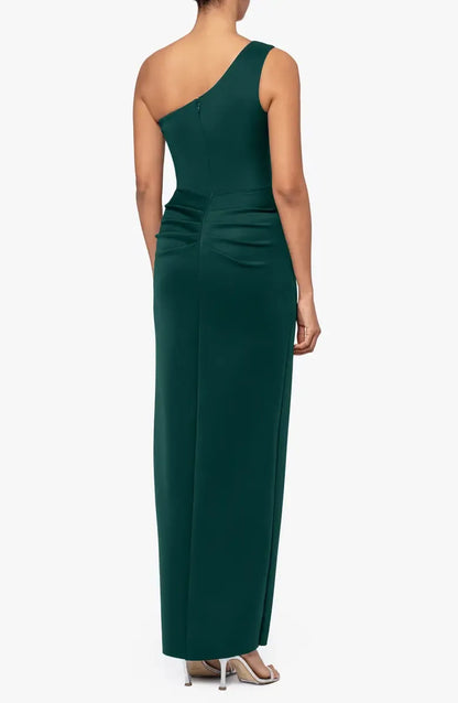 Classic Sheath One-Shoulder Sleeveless Backless Floor-Length Prom Dress