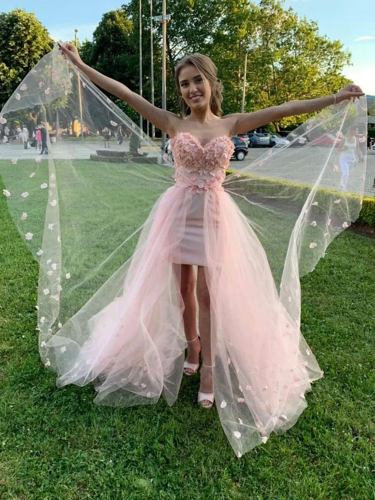 Formal Women's Dresses Pink Tulle Wedding Dress Floral Bridal Gown Corset Party Prom Dress Prom Dresses Stores