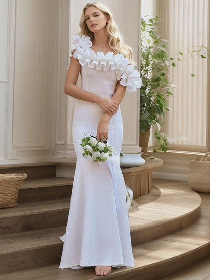 Off the Shoulder A Line Mermaid Maxi Evening Gown