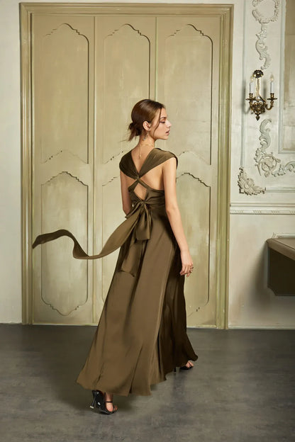Cross Back Dress Olive Dress Dress Wedding Guest Dress Party Dress Bridesmaids Dress Gift For Her Prom Dress