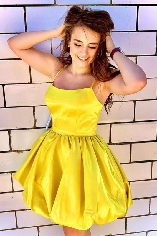 Cute A-line Spaghetti Straps Short Homecoming Dress