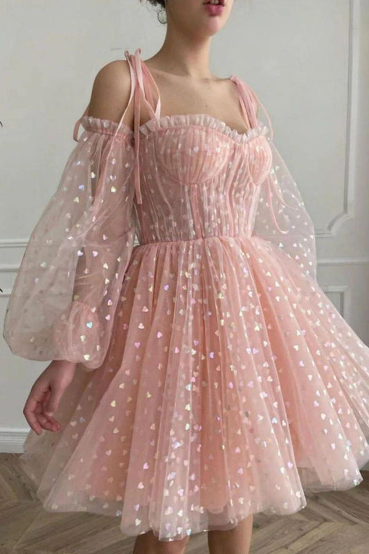 Cute A Line Off the Shoulder Pink Short Homecoming Dress