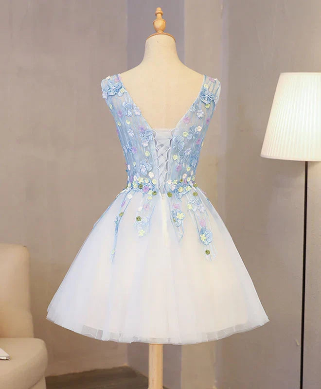 Cute Lace Applique Short Homecoming Dress