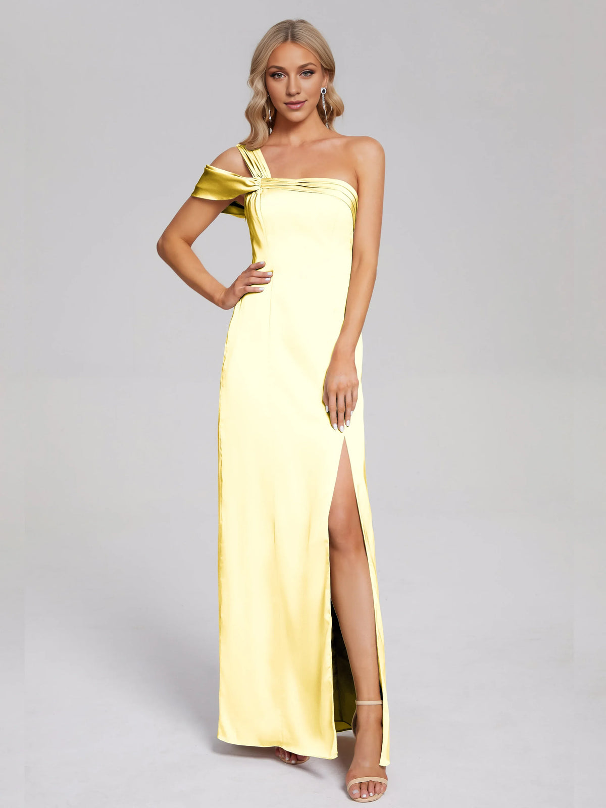 Chic Column/Sheath One Shoulder Sleeveless Backless Floor Length Prom Dress
