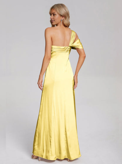 Chic Column/Sheath One Shoulder Sleeveless Backless Floor Length Prom Dress