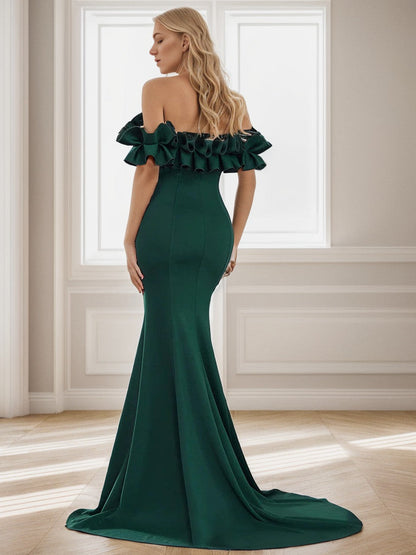Off the Shoulder A Line Mermaid Maxi Evening Gown
