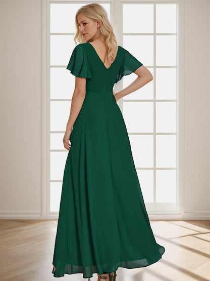 Charming Chiffon Bridesmaid Dress with Lotus Leaf Hemline