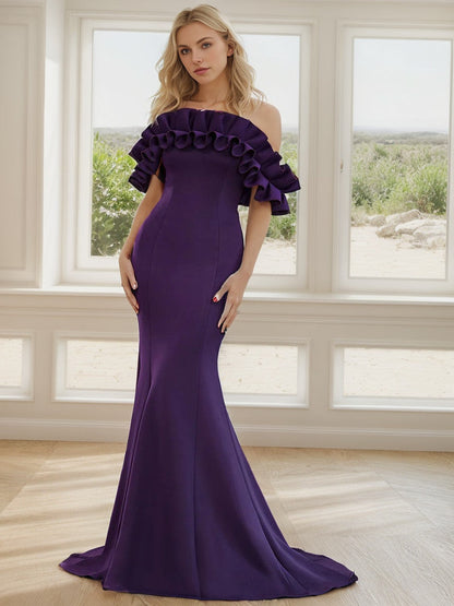 Off the Shoulder A Line Mermaid Maxi Evening Gown
