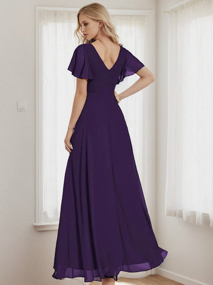 Charming Chiffon Bridesmaid Dress with Lotus Leaf Hemline