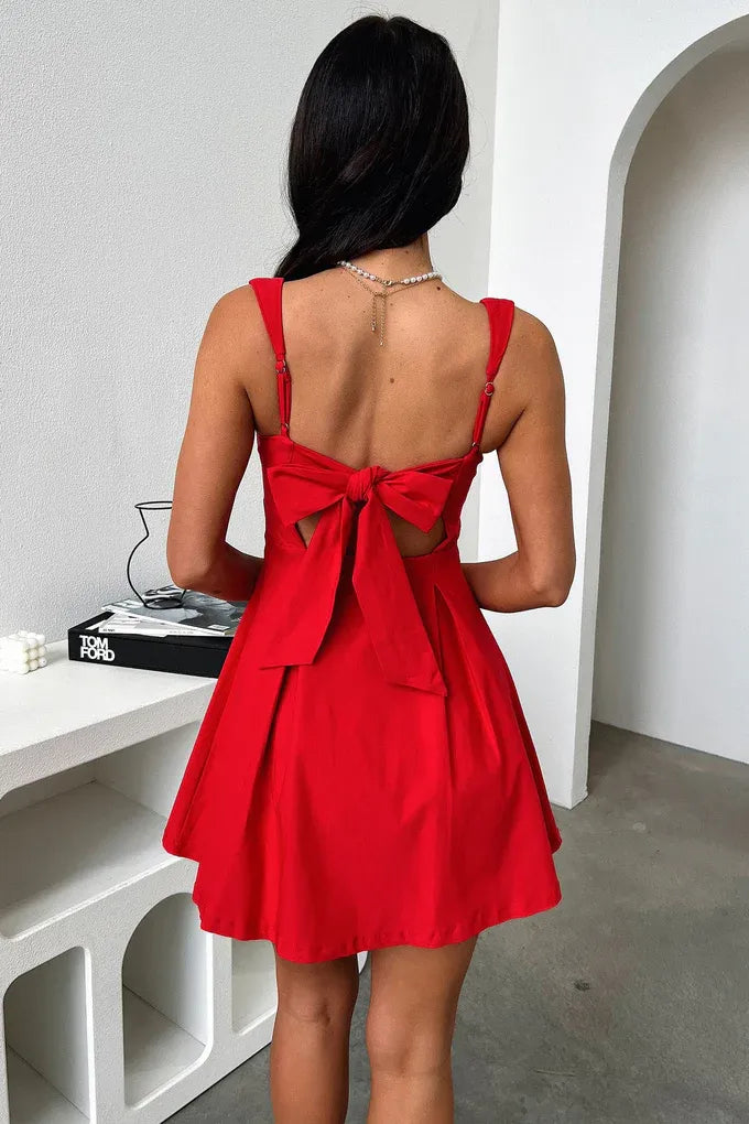 Discount A-Line Square Neck Sleeveless Pleated Satin Short-Mini Homecoming Dress