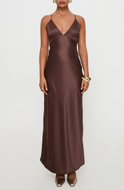 Discount Fitted Spaghetti Straps Sleeveless Satin Floor-Length Prom Dress