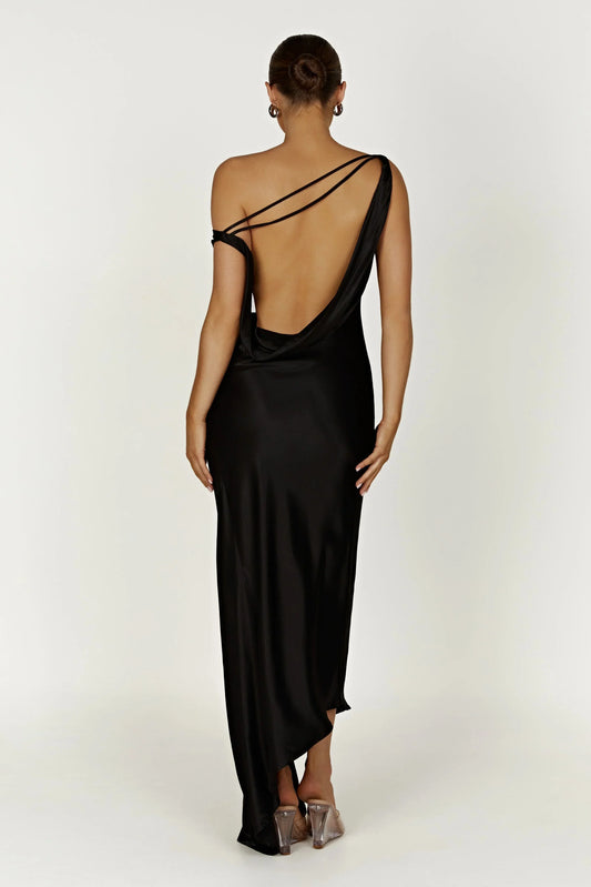 Discount Floor Length Prom Dresses Simple Strapless Prom Dresses for Women No Slit Black Backless Ball Gowns