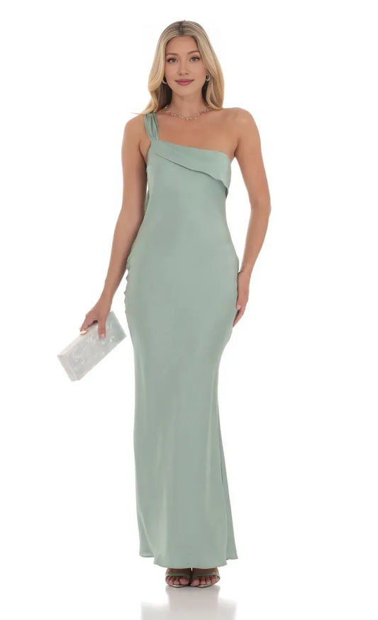 Discount Sheath/Column One Shoulder Sleeveless Backless Floor-Length Prom Dress