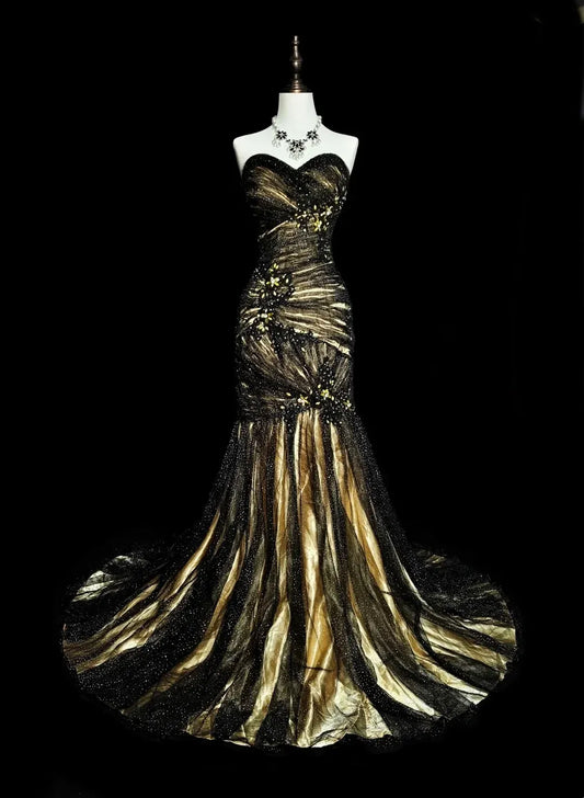 Dramatic Mermaid Strapless Sweetheart Sleeveless Lace-Up Back Floor-Length Pageant Dress